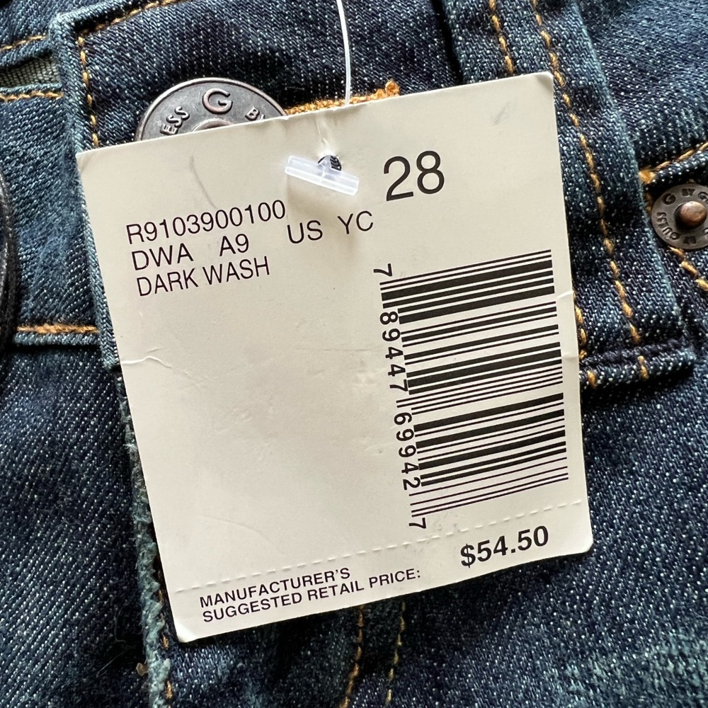 Guess Low Bootcut Distressed Dark Wash Jeans - Picture 8 of 8